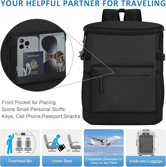 Cooler Backpack 33 Cans Backpack Coolers Insulated Leak Proof Soft Beach Cooler Bag for Men Women Ice Chest Backpack Camping Hiking Picnic Travel Cooler Lunch Backpack