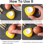 2 Pcs Raw Eggs Piercer Egg Hole Poker Puncher with Base Safety Lock to Get Good Hard Boiled Egg Easy Peeler Shell Remover Poker with Retractable Sharp Pin for Boiling Eggs Kitchen Tools