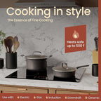 Pots and Pans Set, 23-Piece Non Stick Cookware & Bakeware Sets with Plaid Pattern, Stackable Design, Dishwasher Safe, Stain-resistant, Oven & All-Stove Safe, Tempered Glass Lid, Dark Gray