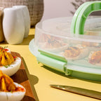 Classy Deviled Egg Carrier with Handles - Tray Platter for Holidays, Parties - Portable 22 Egg Container - Dishwasher-Friendly - Green