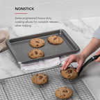 KitchenAid 9x13in Nonstick Aluminized Steel Baking Sheet, Contour Silver