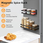 Uten Large Spice Rack for Refrigerator, 2 Pack Strong Magnetic Shelves, Moveable Fridge Organizer for Kitchen Holding Spices, Jars