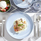 KINGSTONE Bone China Dinnerware Sets, 18-Piece Dinnerware Set for 6, Lightweight Durable, Dishwasher Safe, Tableware for Daily Use with Elegant Design, Blue