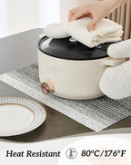 Leetaltree Black with White Woven Placemats Set of 4 - Heat Resistant Non-Slip Place mats for Dining Table, Washable Durable PVC Vinyl Woven Table Mats(Black with White, 4)