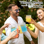 Hobnail Drinking Glasses Set of 8, 4pcs 15oz Highball Glasses & 4pcs 12oz Clear Glass Cups,Kitchen Bar Vintage Embossed Glassware Sets for Whiskey,Cocktail,mocktails,Wine, Water & Juice Drinkware