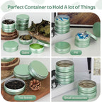 YQ 24 Pack 4 oz Tins for Salves, Round Aluminum Metal Tin with Lids, Empty 4oz Tin Containers Food Storage Containers, Salve Tins with Lids and Labels for Cosmetic, Balm, Candle, Candy(Light Green)