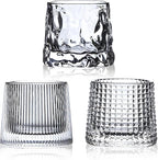 Flat bottom Crystal Whiskey Glasses, Small 5OZ Scotch Glasses Set of 3, Old Fashioned Glasses,Heavy Bottom Rocks Glasses for Drinking Bourbon, Rock,Cocktails（Small Size）