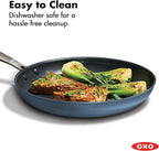 OXO Enhanced 12” Nonstick Frying Pan Skillet with Lid, Ceramic PFAS-Free Cookware, Stainless Steel Handle, Eggs & Omelets, Dishwasher & Oven Safe, Storm Blue