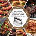 Stainless Steel Burger Press, 6.3" NonStick Hamburger Smasher Tool & Grill Press, 1.32lbs Grill Press with Wood Handle for Blackstone Camp Chef Pitboss Weber Griddle Grills(Round)