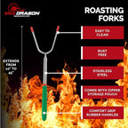 BBQ Dragon Smores Kit – 5 Extra Long Smore Sticks for Fire Pit – Telescoping Marshmallow Roasting Sticks – Durable Skewers for Smores and Hot Dogs – Outdoor Smores Kit with Color Handles