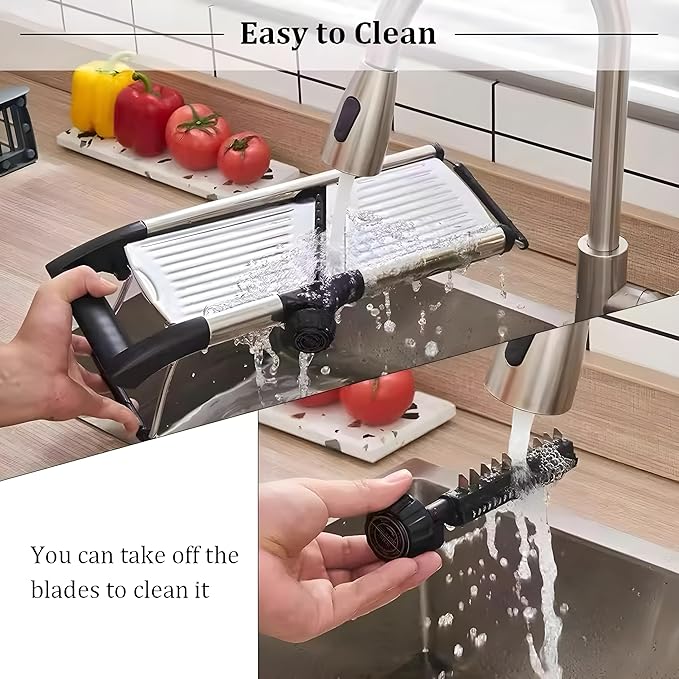 Mandoline Slicer for Kitchen, Adjustable Stainless Steel Vegetable Slicer and Chopper, Food Slicer with Julienne Cutter, Potato, Onion, Tomato, Cucumber and Salad Chopper with Safety Gloves