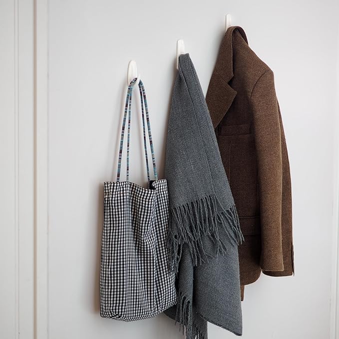 18 Medium Hooks+24 Removable Strips, White Utility Hooks, Heavy Duty with Adhesive Strips, Damage-Free Organize Hooks, No Tools Wall Hook for Hanging, Value Pack