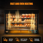 ROVSUN 35" Pizza Warmer Food Warmer Display, 3-Tier Electric Food Warmer Commercial Countertop w/LED Lighting Adjustable Removable Shelves Glass Door, Pretzel Warmer for Buffet Restaurant 1500W