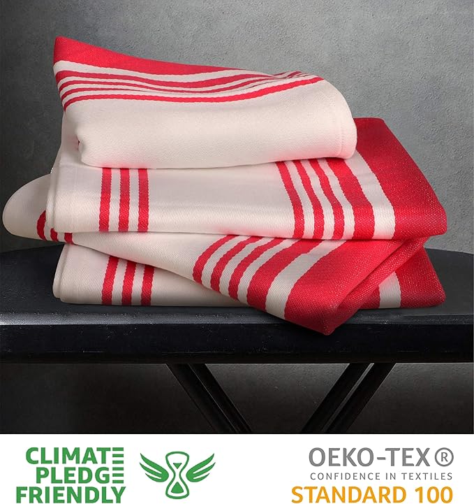 Urban Villa Kitchen Towels 100% Cotton Pack of 6, Highly Absorbent Quick Drying Super Soft Premium Dish Towels 20x30 Inch for Kitchen with Hanging Loop Hand & Tea Towels - Pink/White