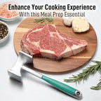 Zulay Meat Tenderizer Hammer 10" Heavy Duty Dual Sided Mallet with Comfort Grip – Metal Pounder for Beef, Chicken, Pork & More - Mint