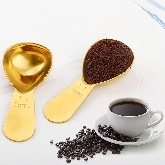 4 Pieces Coffee Scoop Stainless Steel Coffee Scoops Short Handle Tablespoon Measuring Spoons for Coffee Tea Sugar Flour (Golden)