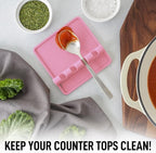 Zulay Kitchen Silicone Utensil Rest with Drip Pad for Multiple Utensils - BPA-Free, Heat-Resistant Spoon Rest & Spoon Holder for Stove Top - Kitchen Utensil Holder for Ladles & Tongs - Pink