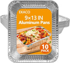 9x13 Aluminum Pans, Heavy Duty Disposable Aluminum Foil Pans, 10 Pack Disposable Pans, Thickened Disposable Trays Half Size Tin Pans Foil Baking Tray for Cooking, Meal Prep, Baking, Roasting, Chafing