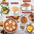 LIANYU 8 Inch Round Cake Pan Set of 2, Stainless Steel Baking Pans with 60 PCS Parchment Paper, Metal Circle Layer Cake Tins for Birthday Christmas Party, Oven & Dishwasher Safe