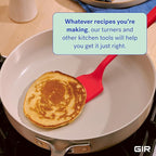 GIR: Get It Right Silicone Kitchen Spatula Turner - Non-Toxic Cooking Utensils for Nonstick Cookware, Cooking and Baking, Mini - 11IN - Red