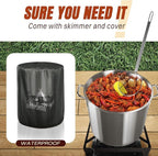60QT Crawfish Boiler Kit, Waterproof Cover & 12-inch Skimmer, 110,000BTU Propane Burner Stove, 0-20PSIG Regulator, Aluminum Seafood Boil Pot, Crab Boil Pot with Basket