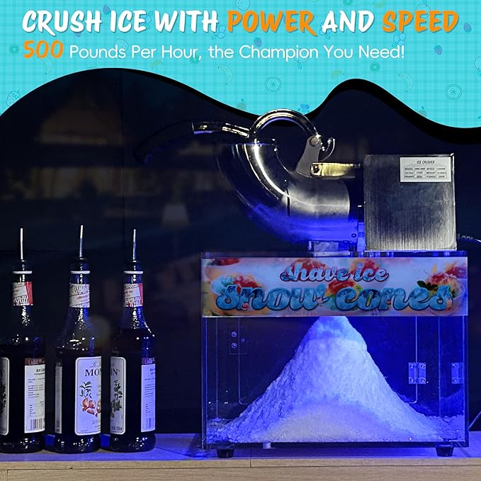 48L Snow Cone Machine, 500LB/H Commercial Shaved Ice Machine for Snow Cones, 300W Electric Fluffy Snow Cone Maker for Party, Suitable for Party Activities, Family Gatherings, Sale