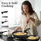 15PCS Pots and Pans Set Non Stick, Kitchen Cookware Sets with Detachable Handle, Ceramic Cookware Sets, Non Stick RV Cookware Cooking Set, Dishwasher ＆ Oven Safe, PFOA Free, Black