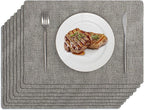 Softalker Vinyl Placemats Set of 8 - Faux Leather Heat Resistant Place Mats, 100% Waterproof Oilproof Wipe Clean Table Mats for Indoor & Outdoor Use, 17’’×12’’, Light Grey