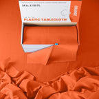 Exquisite Party Solids 54 Inch X 100 Feet Orange Plastic Table Cover Roll in A Cut - to - Size Box with Convenient Slide Cutter. Cuts Up to 12 Rectangle 8 Feet Plastic Disposable Tablecloths