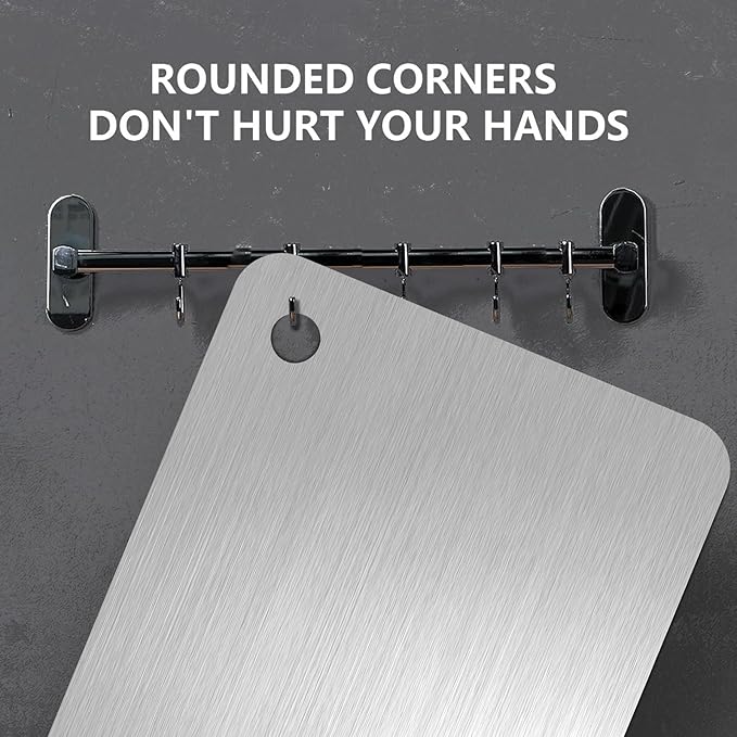 Titanium Cutting Board Set of 1, 11 * 8inches,Titanium Cutting Boards for Kitchen, Food Grade Metal Double Sided Chopping Boards for Kitchen Counter Meat Vegetable Fruit Outdoor Camping