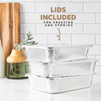 PLASTICPRO 10 Pack Aluminum Pans 12.5'' x 9" Disposable Pans with Covers Heavy Duty 8 lb Foil Pans for Baking and Cooking