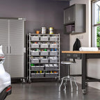 Seville Classics Heavy Duty NSF Bin Rack Solid Steel Wire Shelving Storage Unit, Patented Organizer for Garage, Warehouse, Office, Restaurant, Classroom, Kitchen, Gray, Includes 16 Bins