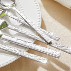 KINGSTONE 60 Pcs Hammered Silverware Set for 12, 18/10 Stainless Steel Heavy Duty Flatware Set, Tableware Cutlery Utensil Sets for Home Restaurant Dishwasher Safe