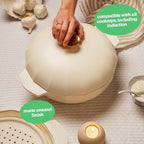 Cravings by Chrissy Teigen The Perfect Pan 5.3 Qt Dutch Oven Pot with Lid, Nonstick Lightweight Aluminum Everyday Pot with Steamer/Strainer Insert, Oven & Stovetop Safe (White)