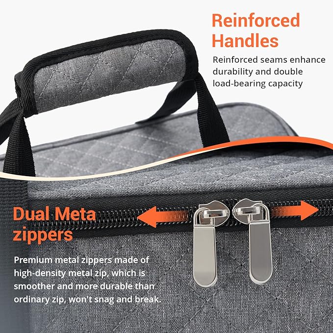 Casserole Carrier - Large Portable Insulated Food Carrier for Hot or Cold Food, Lunch Tote Warmer or Cooler Bag, Lasagna Lunch Bag for Work Picnic Hiking Beach - Fits 16" x 10"Baking Dish-Grey