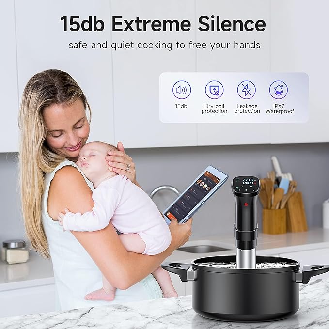 WIFI Sous Vide Machine, 1100 Watts Sous-Vide Cooker Immersion Circulator with Preset Recipes on APP, Thermal Immersion, Fast-Heating with Timer & Best Gift (black-wifi, L)