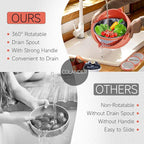 4-1 Colander with Bowl Set - Pasta Strainer - Colander for Kitchen - Strainers and Colanders Rice Strainer Fruit Cleaner Veggie Wash Sink Strainer Kitchen Essentials - Orange