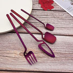 JASHII Silverware Set 24-Piece Stainless Steel Flatware Kitchen Utensil Service for 6 - Tableware Cutlery Dishwasher Safe (Matte Purple, Satin Finish)