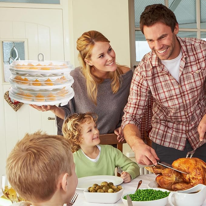 HANSGO Deviled Egg Containers with Lid, 3PCS Deviled Egg Platter Carrier Holder Trays with 66 Slots for Festival Party and Home Kitchen, White