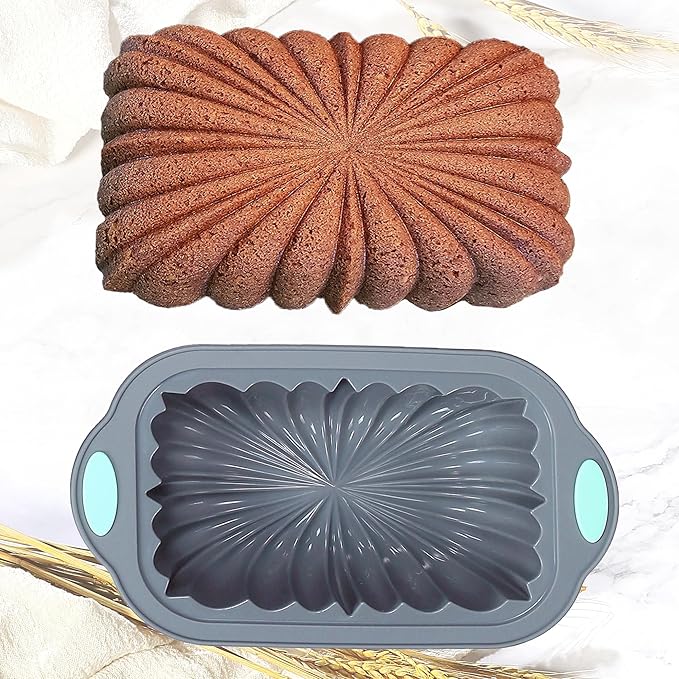 Tongjude 4 Piece Silicone Loaf Pan for Baking, Non-Stick Kitchen Oven Bread Pan, Perfect for Banana Bread, Sandwich, Pound Cake and Meatloaf, 6 Cups, Grey
