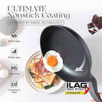 Nonstick Frying Pan, 8/10/12 Inch Skillet with Stay Cool Handle, Fully Coated, Induction Compatible & Oven Safe, 100% Dishwasher Safe, PTFE & PFOA Free（8 Inch, Black Sesame）