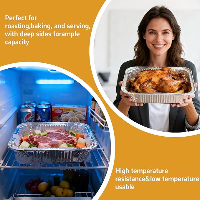 Aluminum Foil Pan, 9×13 Half Size Pans, Disposable Foil Pans for Roasting, Catering,Picnic or Holiday needs (30 Pack)