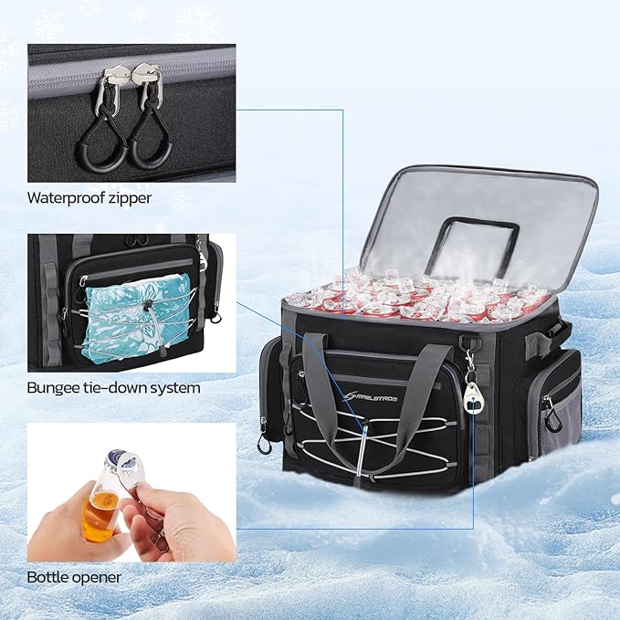 Maelstrom Soft Sided Cooler Bag, 30/40 Can Collapsible Insulated Ice Chest, Large Leakproof Camping & Travel Cooler for Kayaking & Beach