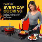 Guy Fieri's Flavortown 15-Piece Ceramic Cookware Set, Nonstick Pots and Pans for Cooking, Easy-Clean Kitchen Cookware, Made without PFAS PTFE PFOA, Induction Compatible, Oven & Dishwasher Safe, Red