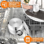 P&P CHEF Stainless Steel Stock Pot, 4 Qt Cooking Soup Pot with Visible Lid for Pasta, Tri-Ply Bottom & Dual Heatproof Handles, For Induction Gas All Stoves, Non-Toxic & Dishwasher Safe