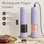 Ultrean Electric Pepper Grinder, Rechargeable Salt and Pepper Grinder with 6 Adjustable Coarseness, LED Light, One-Hand Automatic Operation, Lavender Purple