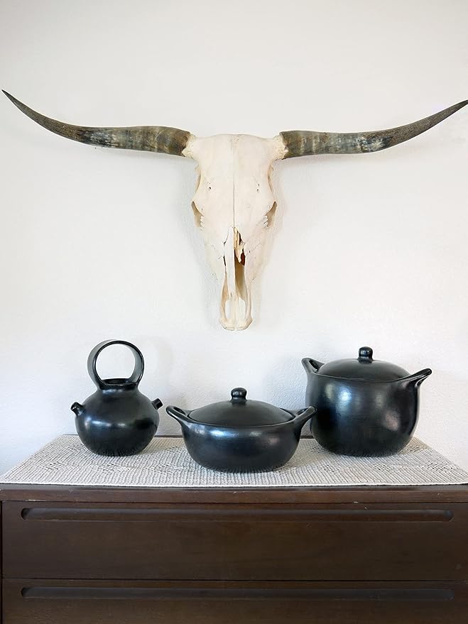 Authentic Chamba Casserole - Elegant Handmade Black Clay Cooking Pot with Cover - Perfect for Soups, Stews, Braises & More - Versatile & Durable - Stovetop Safe - 1 Qt.- Very Small Pot