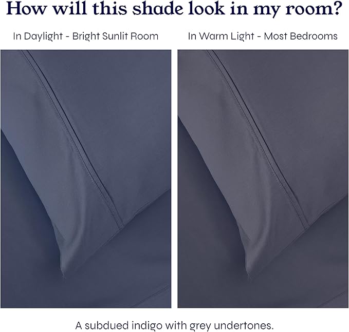 2-Pack Twin XL Sheet Sets - 400 Thread Count 100% Cotton Sateen Sheets - Extra Soft, Breathable & Cooling Sheets, Wrinkle Resistant, 2 Sets of Deep Pocket Bed Sheets - Indigo Dusty Blue