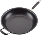 Anolon Advanced Home Hard Anodized Nonstick Frying Pan, 14.5 Inch – Large Skillet with Helper Handle, 14 Inch Nonstick Frying Pan, Durable Cookware - Onyx