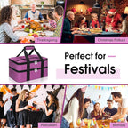 Double Insulated Casserole Carrier, Portable Casserole Carrier for Hot or Cold Food Lunch Tote Warmer or Cooler Bag, Lasagna Lunch Bag for Potluck Parties- Fits 9" x 13" Baking Dish-Rose Purple